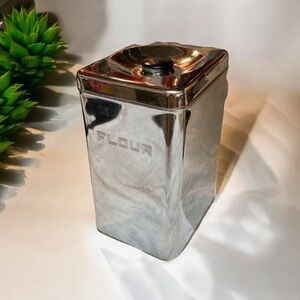 Lincoln Beautyware FLOUR Canister Vintage Silver Finish Black Knob Made …